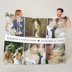 Hochzeitsandenken 6 quadratische Fotocollage Fleecedecke