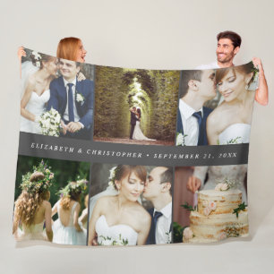 Hochzeitsandenken 6 quadratische Fotocollage Fleecedecke