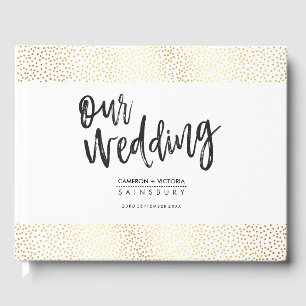 Hochzeitsandenken goldene Konfetti handgeschrieben Gästebuch