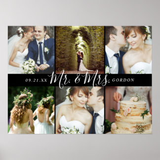 Hochzeitsandenken Herr und Frau 6 Foto-Collage Poster