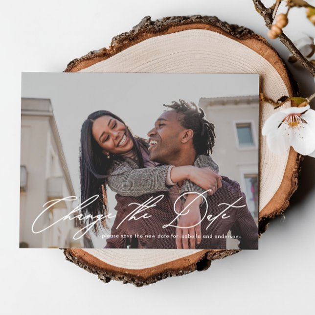 Hochzeitsänderung des Datums mit dem neuen Foto Ankündigung (Von Creator hochgeladen)