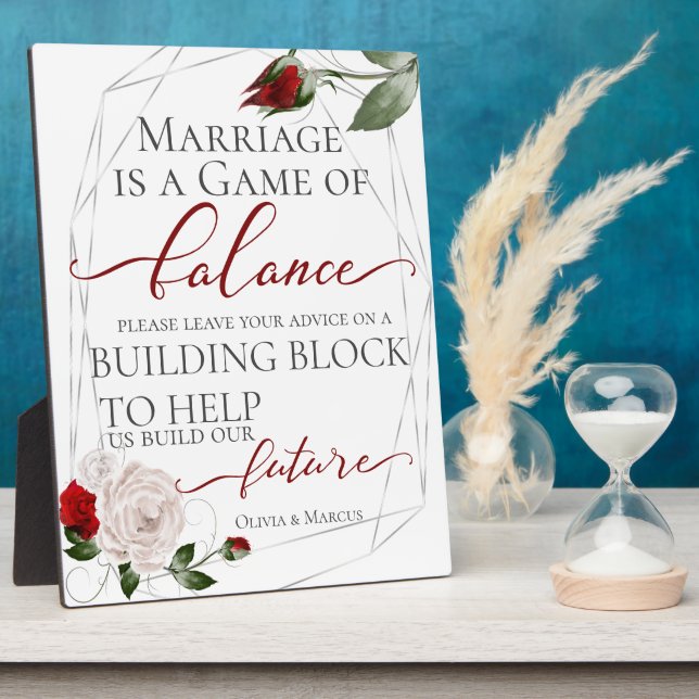 Hochzeitsanfrage Gebäude Block Dusty Blush Fotoplatte (Seite)