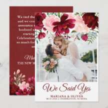 Hochzeitsankündigung Burgundy Pink Floral