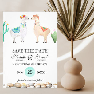 Hochzeitsankündigung für das Paar Llama Save the D Einladung
