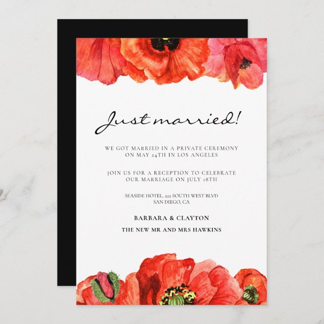 Hochzeitsankündigung für Rote Popper Einladung (Vorne/Hinten)