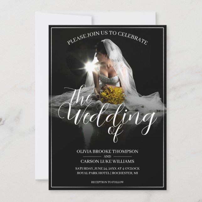 Hochzeitsankündigung mit Sitting Bride - Classic (Vorderseite)