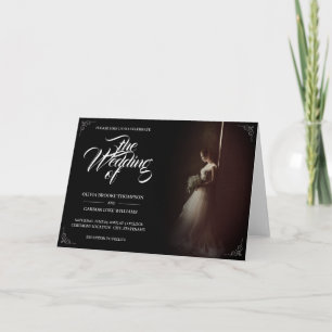 Hochzeitsankündigung mit stehender Braut - Klassis Karte