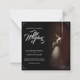 Hochzeitsankündigung mit stehender Braut - Klassis Mitteilungskarte