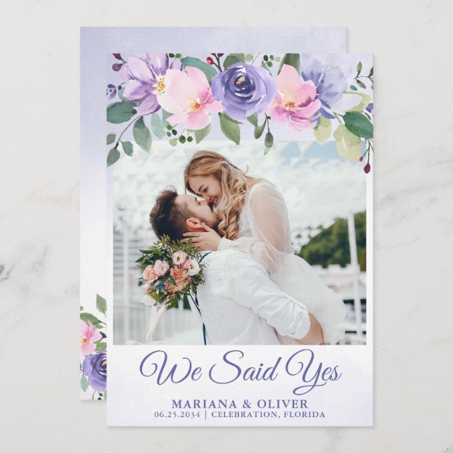 Hochzeitsankündigung Moderne rosa Blüte Einladung (Vorne/Hinten)