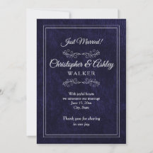 Hochzeitsankündigung Navy Blau Weiß 2-seitig mit F
