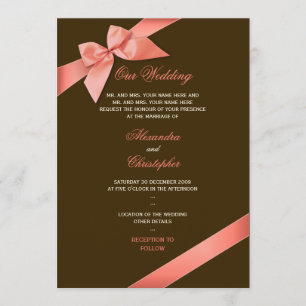 Hochzeitsankündigung von Coral Red Ribbon 2 Einladung