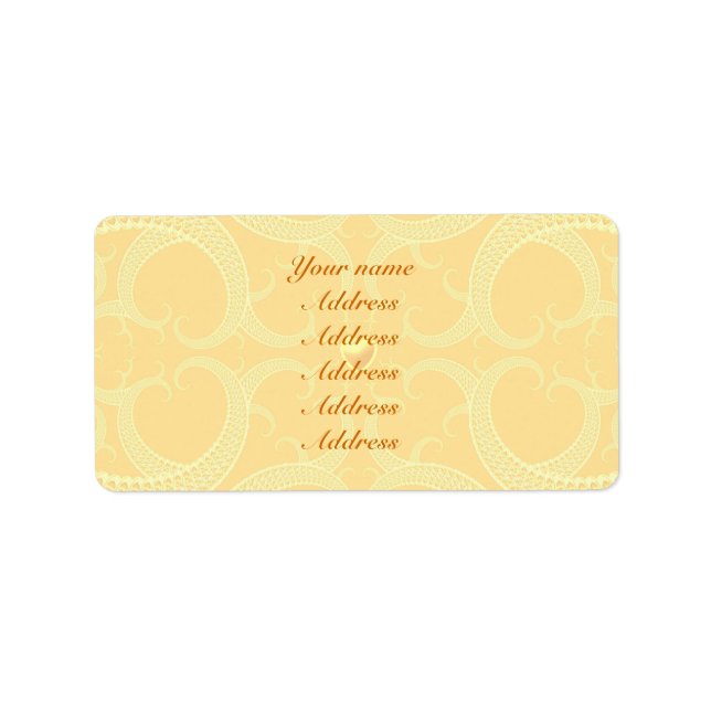 Hochzeitsanschrift - Cream Ivory Gold Pattern Adressaufkleber (Vorne)