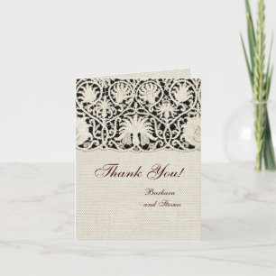 Hochzeitsantike Spitzen Linen Weiße klassische Hüb Dankeskarte