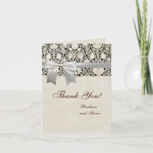 Hochzeitsantike Spitzen Linen Weiße klassische Hüb Dankeskarte