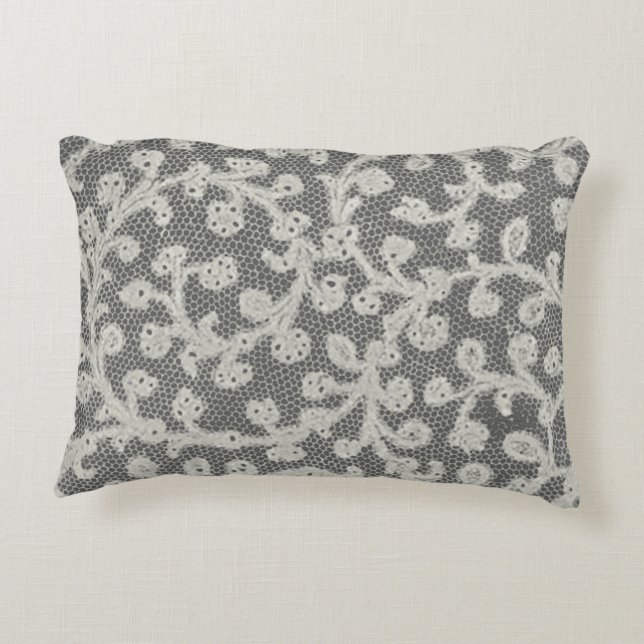 Hochzeitsantike Spitzen Linen Weiße klassische Hüb Dekokissen (Rückseite)