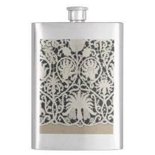 Hochzeitsantike Spitzen Linen Weiße klassische Hüb Flachmann