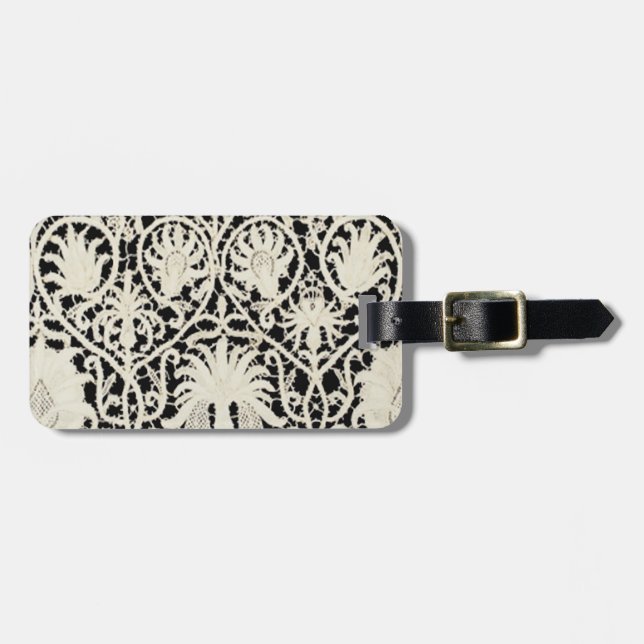 Hochzeitsantike Spitzen Linen Weiße klassische Hüb Gepäckanhänger (Vorderseite horizontal)