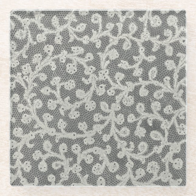 Hochzeitsantike Spitzen Linen Weiße klassische Hüb Glasuntersetzer (Vorderseite)