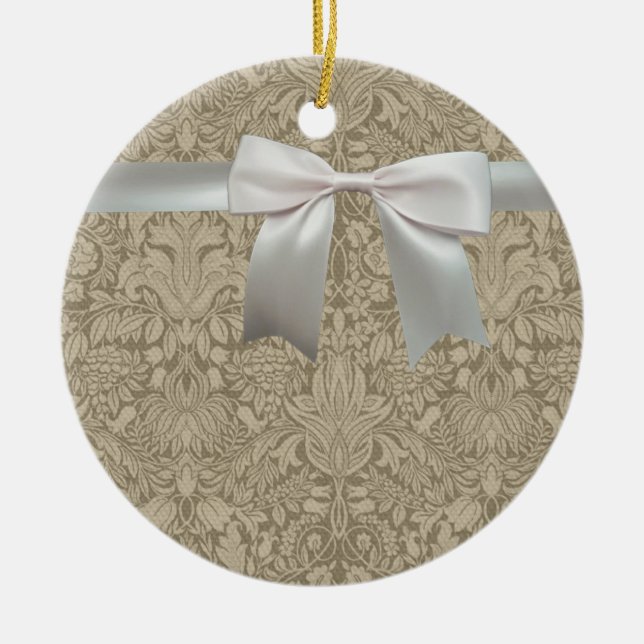 Hochzeitsantike Spitzen Linen Weiße klassische Hüb Keramikornament (Vorne)