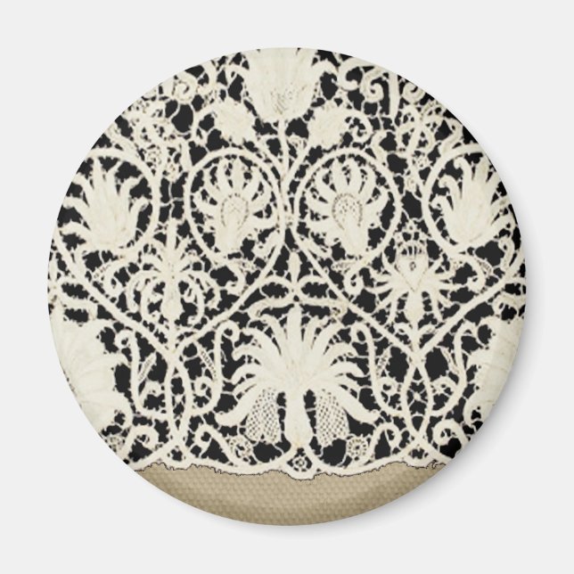 Hochzeitsantike Spitzen Linen Weiße klassische Hüb Magnet (Vorne)