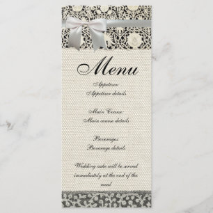 Hochzeitsantike Spitzen Linen Weiße klassische Hüb Menükarte