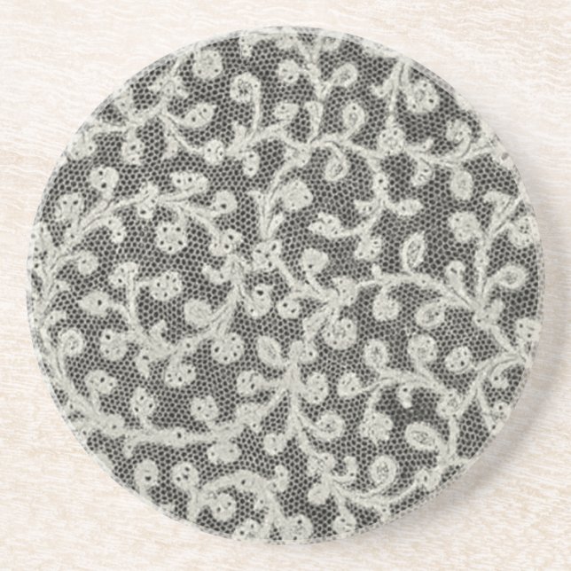 Hochzeitsantike Spitzen Linen Weiße klassische Hüb Sandstein Untersetzer (Vorne)