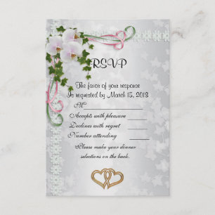 Hochzeitsantwort kardiert elegante weiße Orchideen RSVP Karte