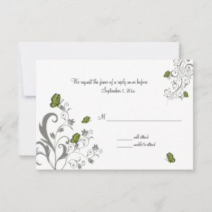 Hochzeitsantwortkarte Butterfly Scroll RSVP Karte