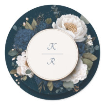 Hochzeitsaufkleber für die blaue Blütenblume in de