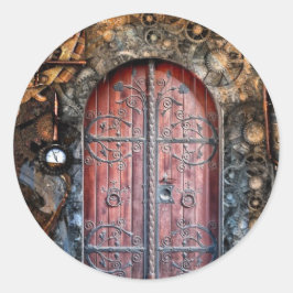 Hochzeitsaufkleber für Runde Steampunk Door Pocket Runder Aufkleber