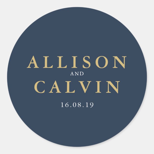 Hochzeitsaufkleber für Seeschiffe und Gold Runder Aufkleber (Vorderseite)