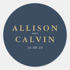 Hochzeitsaufkleber für Seeschiffe und Gold Runder Aufkleber