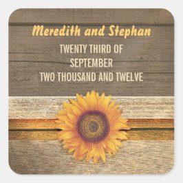 Hochzeitsaufkleber für Sonnenblumen Quadratischer Aufkleber