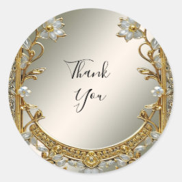 Hochzeitsaufkleber für Verziertes weißes Siegel Runder Aufkleber