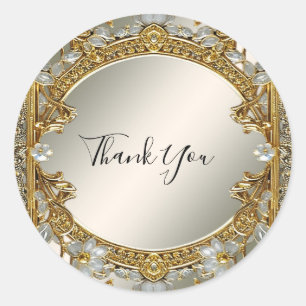 Hochzeitsaufkleber für Verziertes weißes Siegel Runder Aufkleber