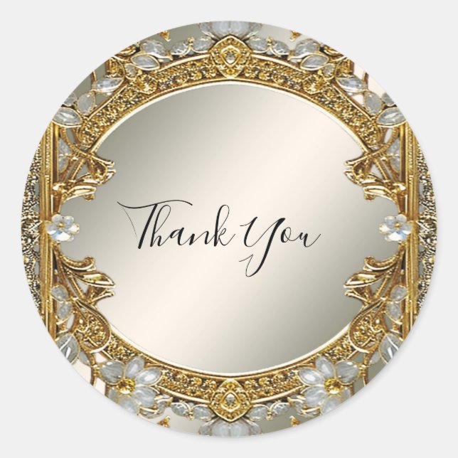 Hochzeitsaufkleber für Verziertes weißes Siegel Runder Aufkleber (Vorderseite)