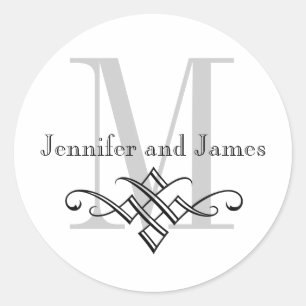 Hochzeitsaufkleber mit Monogramm-Logo Runder Aufkleber