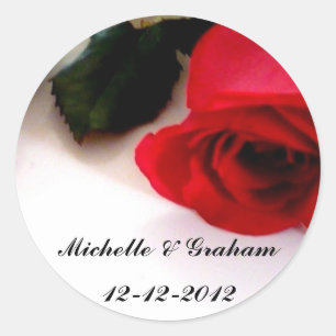 Hochzeitsaufkleber rote Rosen Runder Aufkleber