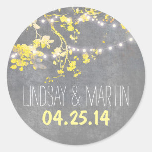 Hochzeitsaufkleber-Siegel mit Streichlampen Runder Aufkleber