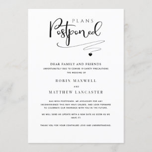 Hochzeitsaufschub, einfache moderne Ankündigung