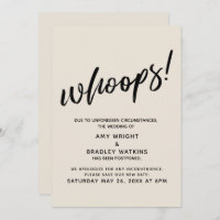 Hochzeitsaufschub Humor "Whoops"! Cremekarte