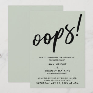 Hochzeitsaufschub Humorvolle "Oops"! Ankündigung