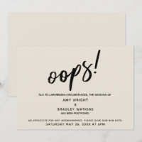 Hochzeitsaufschub Humorvolle "Oops"! Cremekarte
