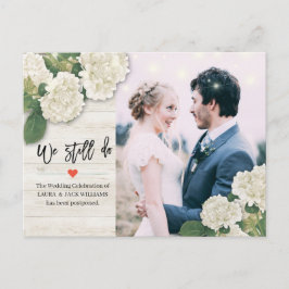 Hochzeitsaufschub machen wir noch Foto-Hydrangeas Ankündigungspostkarte