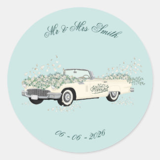 Hochzeitsauto Favor Sticker im Vintage-Stil