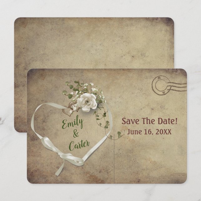 Hochzeitsband Herz Save the Date (Vorne/Hinten)
