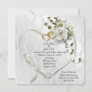 Hochzeitsbandherz auf Damast Save The Date