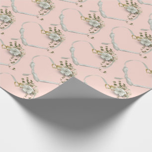 Hochzeitsbandherz mit Rose und Efeu Geschenkpapier