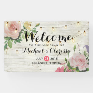 Hochzeitsbanner-Blume und Streichellichter Rustika Banner