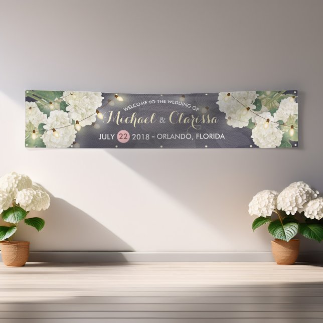 Hochzeitsbanner Hydrangea Blume String Light Blue Banner (Von Creator hochgeladen)